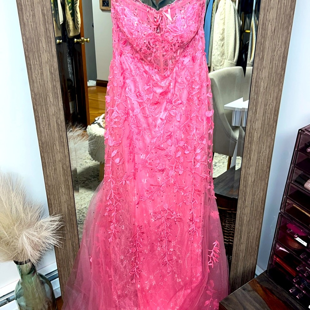 Sherri Hill Hot Pink Embellished Prom Gown